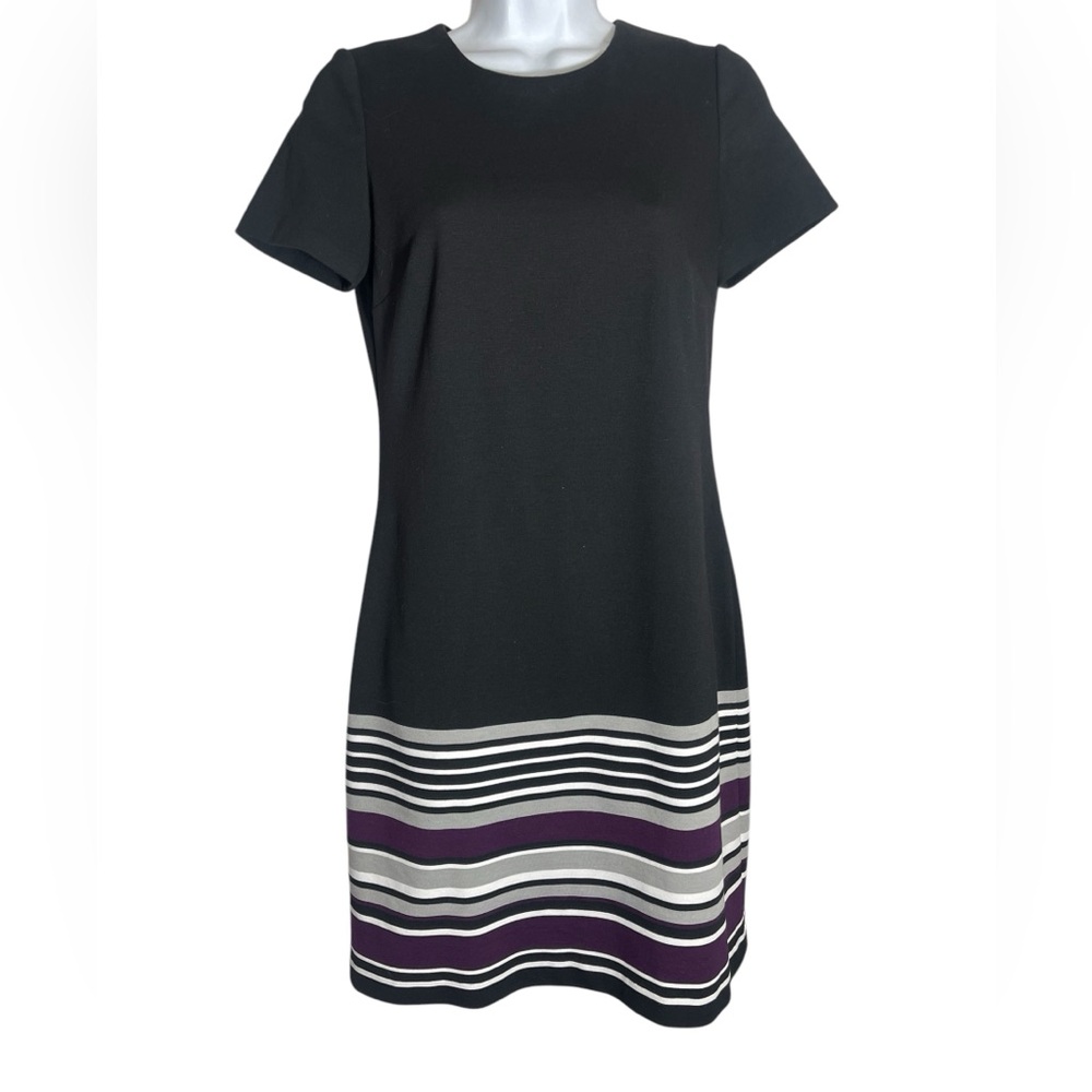Calvin Klein dress size 4 black & purple color block shift dress PERFECT 🖤💜🖤